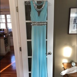 Teal blue prom dress
